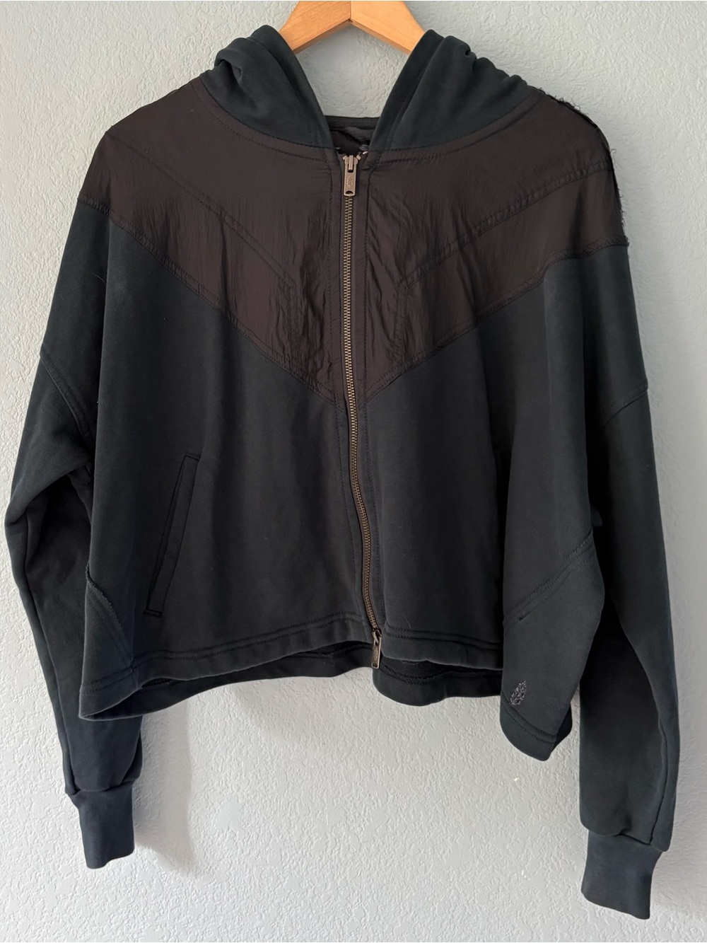 Free People FP Movement Navy Teal Blue Full Zip Oversized Slouchy Hoodie